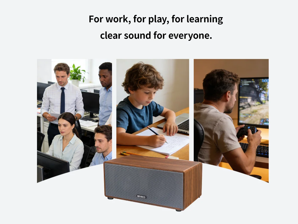 Brynco A111 desktop speaker shown at scale
